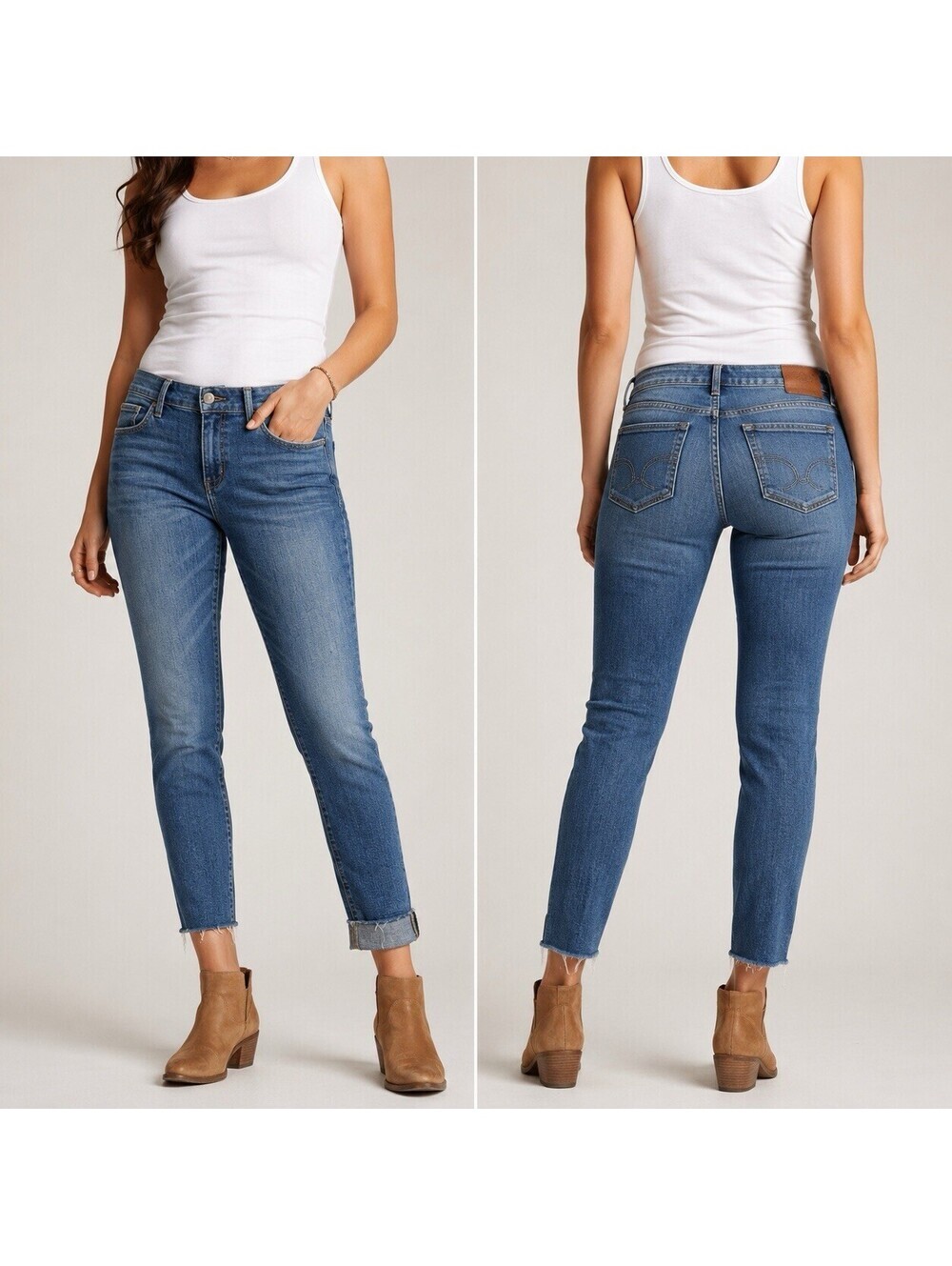 Lucky Brand Lolita Skinny Ankle Jeans Blue Denim Slim Fit Button Zip Women's